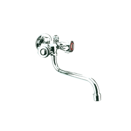 Rubinetti. Gruppetto miscelatore per scaldabagno con attacchi per cannetta Ø mm. 10 ½”