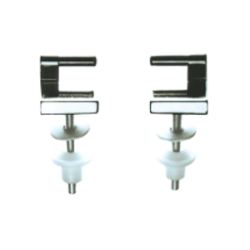 Cerniere - Ricambi copriwater. Coppia supporti in metallo cromato completi di guarnizione e accessori di fissaggio, adatti sedil