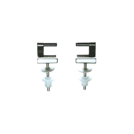 Cerniere - Ricambi copriwater. Coppia supporti in metallo cromato completi di guarnizione e accessori di fissaggio, adatti sedil