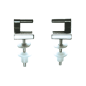 Cerniere - Ricambi copriwater. Coppia supporti in metallo cromato completi di guarnizione e accessori di fissaggio, adatti sedil