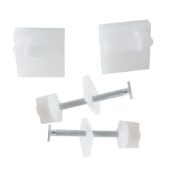 Cerniere - Ricambi copriwater. Coppia supporti in plastica, completa di bulloni in metallo adatti, sedili tipo S 12