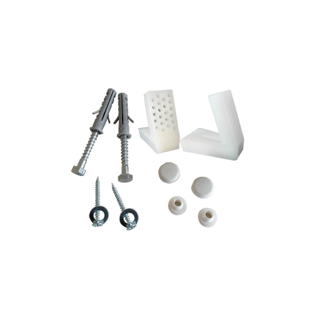 Fissaggi per termosanitari. Coppie supporti in plastica complete di accessori