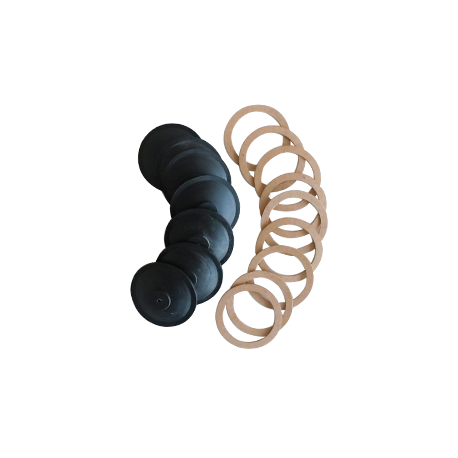 RICAMBI PER CASSETTE SCARICO  Compatibili «Pucci» Serie 10 membrane «P», con 20 anelli fibra, in busta S/S