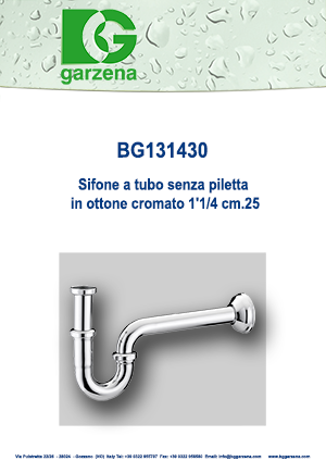 Sifone a tubo senza piletta  in ottone cromato 1'1/4 cm.25